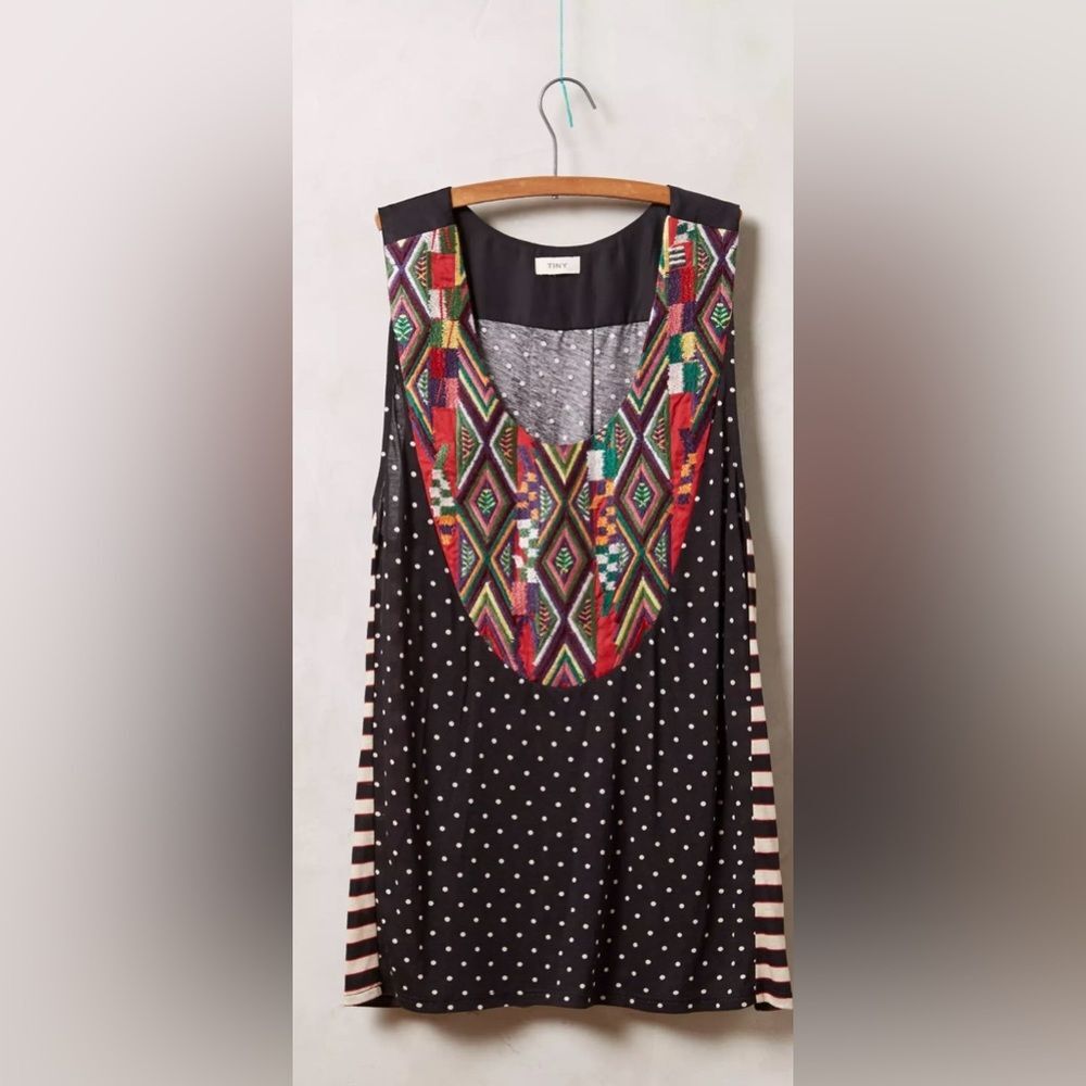 Anthropologie Cavan TINY Sleevless Embroidered Polka Dot Top Size Medium